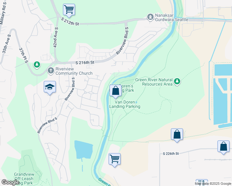 map of restaurants, bars, coffee shops, grocery stores, and more near 21901 Russell Road in Kent