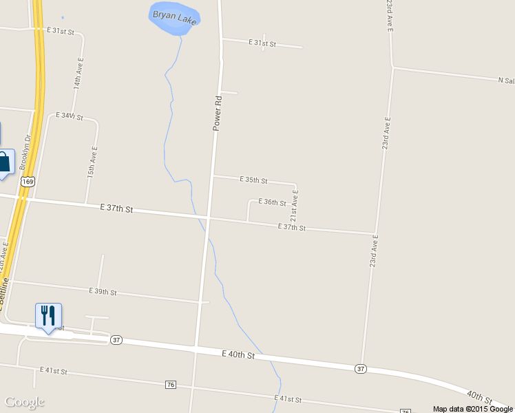 map of restaurants, bars, coffee shops, grocery stores, and more near 3604 20th Avenue in Hibbing