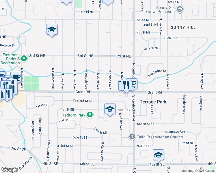 map of restaurants, bars, coffee shops, grocery stores, and more near 1441 Grant Road in East Wenatchee