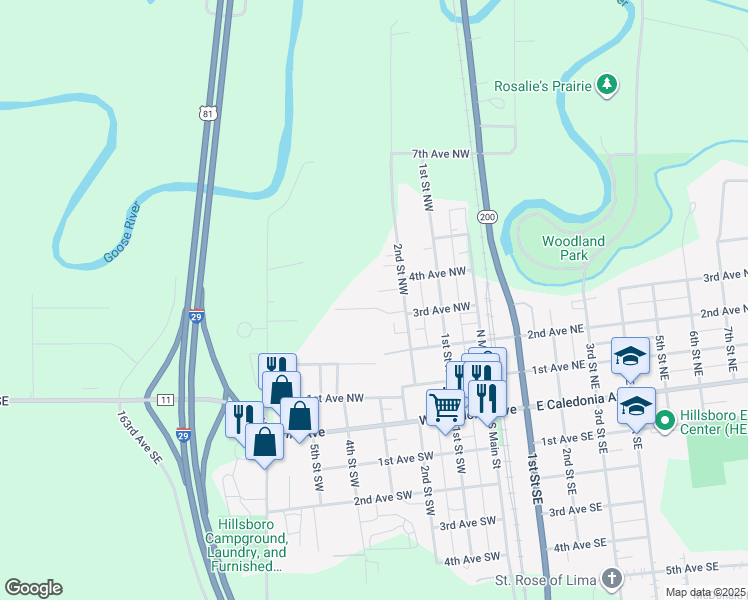 map of restaurants, bars, coffee shops, grocery stores, and more near 235 Kiwanis Drive in Hillsboro