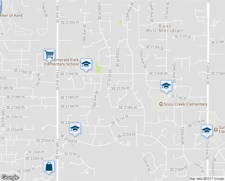 map of restaurants, bars, coffee shops, grocery stores, and more near 21630 121st Place Southeast in Kent