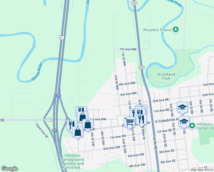 map of restaurants, bars, coffee shops, grocery stores, and more near 327 2nd Street Northwest in Hillsboro