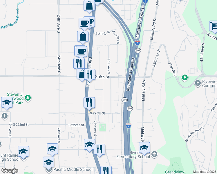 map of restaurants, bars, coffee shops, grocery stores, and more near in Des Moines