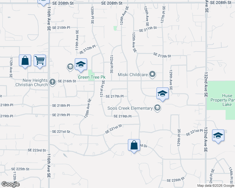 map of restaurants, bars, coffee shops, grocery stores, and more near 21718 122nd Place Southeast in Kent