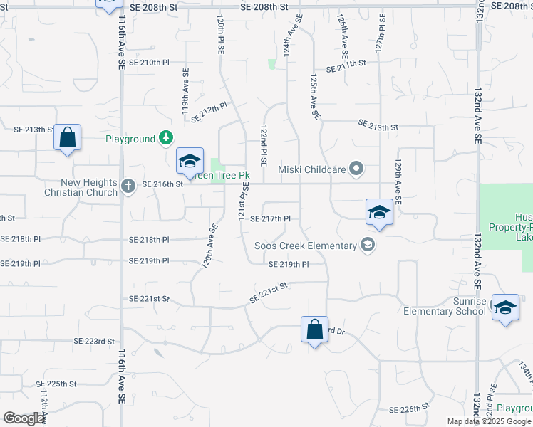 map of restaurants, bars, coffee shops, grocery stores, and more near 21718 122nd Place Southeast in Kent