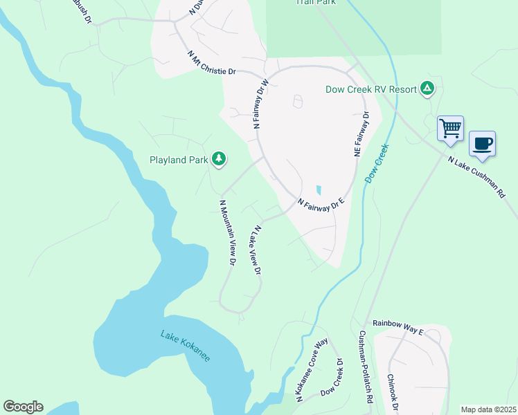 map of restaurants, bars, coffee shops, grocery stores, and more near 40 North Tebo Place in Hoodsport