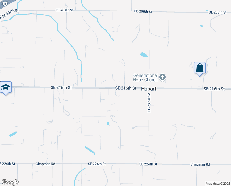 map of restaurants, bars, coffee shops, grocery stores, and more near 25615 Southeast 216th Street in Maple Valley