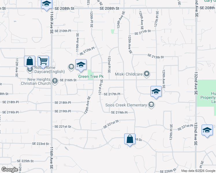 map of restaurants, bars, coffee shops, grocery stores, and more near 21718 122nd Place Southeast in Kent