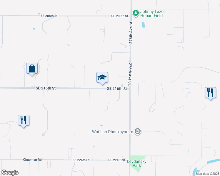map of restaurants, bars, coffee shops, grocery stores, and more near 27250 Southeast 216th Street in Maple Valley