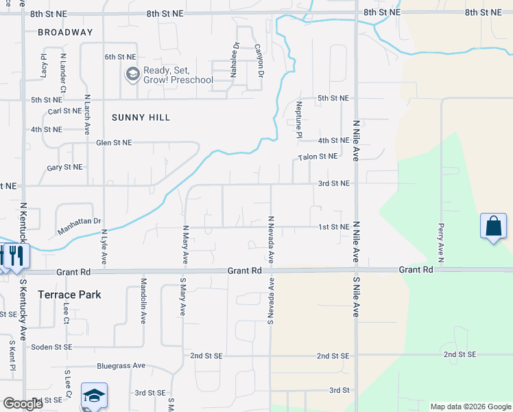 map of restaurants, bars, coffee shops, grocery stores, and more near 212 North Nevada Avenue in East Wenatchee