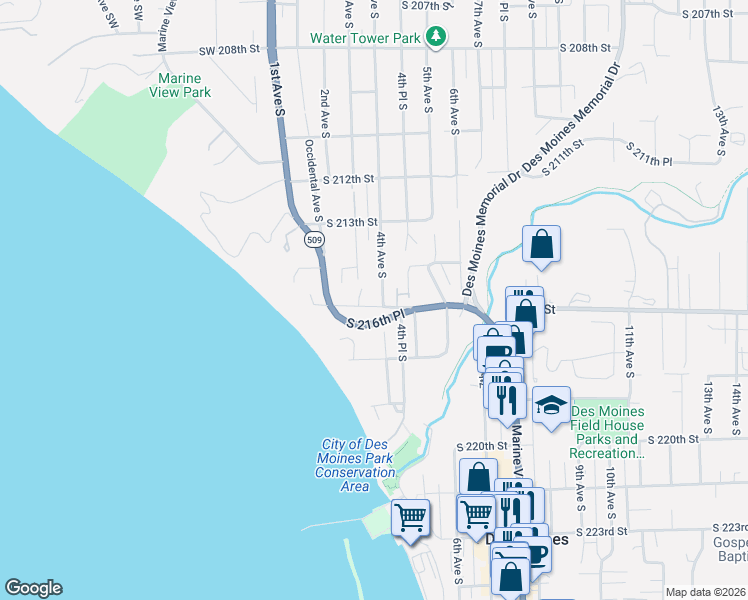 map of restaurants, bars, coffee shops, grocery stores, and more near 316 South 216th Street in Des Moines