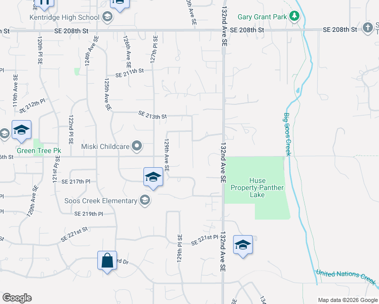 map of restaurants, bars, coffee shops, grocery stores, and more near 21446 130th Avenue Southeast in Kent