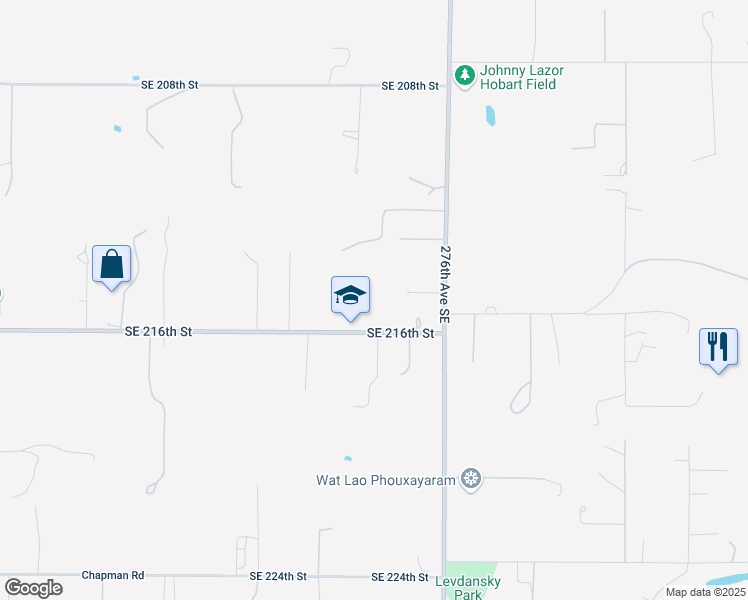 map of restaurants, bars, coffee shops, grocery stores, and more near 27250 Southeast 216th Street in Maple Valley