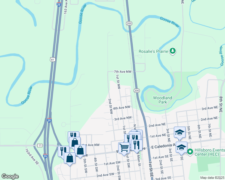 map of restaurants, bars, coffee shops, grocery stores, and more near 620-3150 2nd Street Northwest in Hillsboro