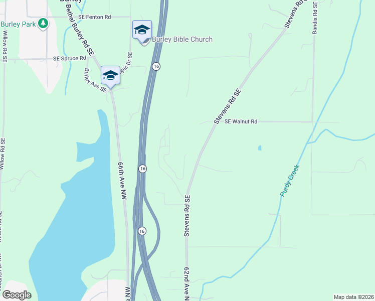 map of restaurants, bars, coffee shops, grocery stores, and more near 15273 Stevens Road Southeast in Olalla