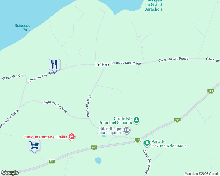 map of restaurants, bars, coffee shops, grocery stores, and more near Chemin Philias in Gaspésie–Îles-de-la-Madeleine