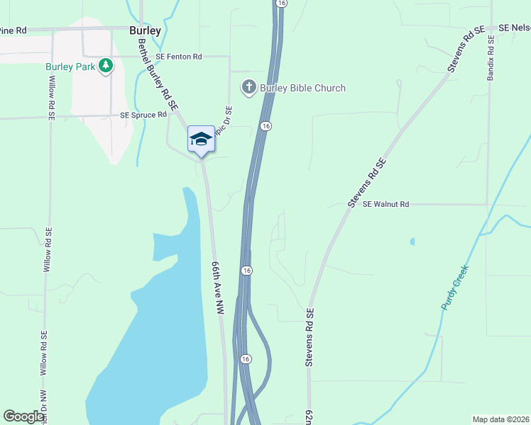 map of restaurants, bars, coffee shops, grocery stores, and more near 25 Cedar Park Road Southeast in Olalla