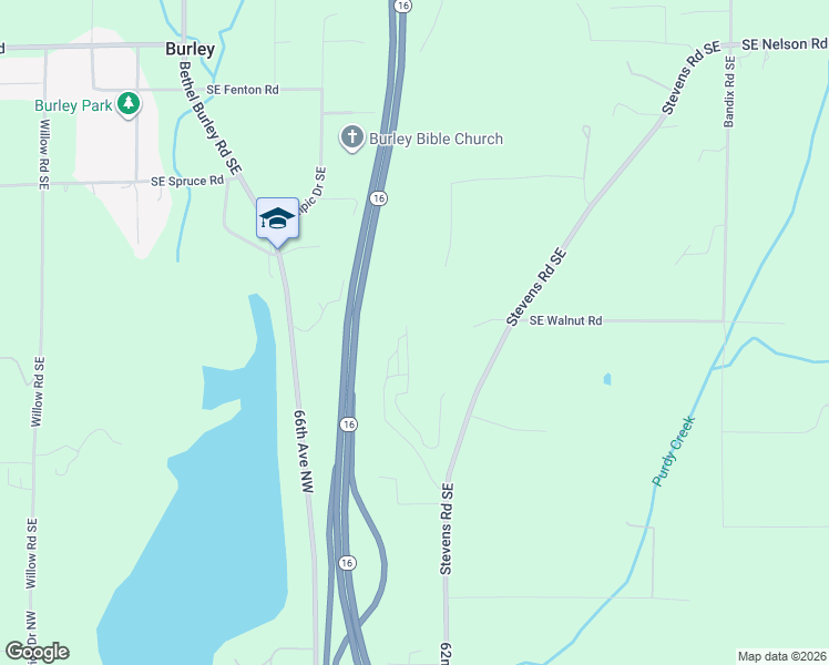 map of restaurants, bars, coffee shops, grocery stores, and more near 25 Cedar Park Road Southeast in Olalla