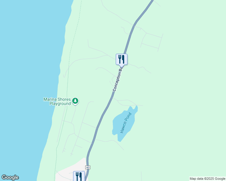 map of restaurants, bars, coffee shops, grocery stores, and more near 210 Conception Bay Highway in Holyrood