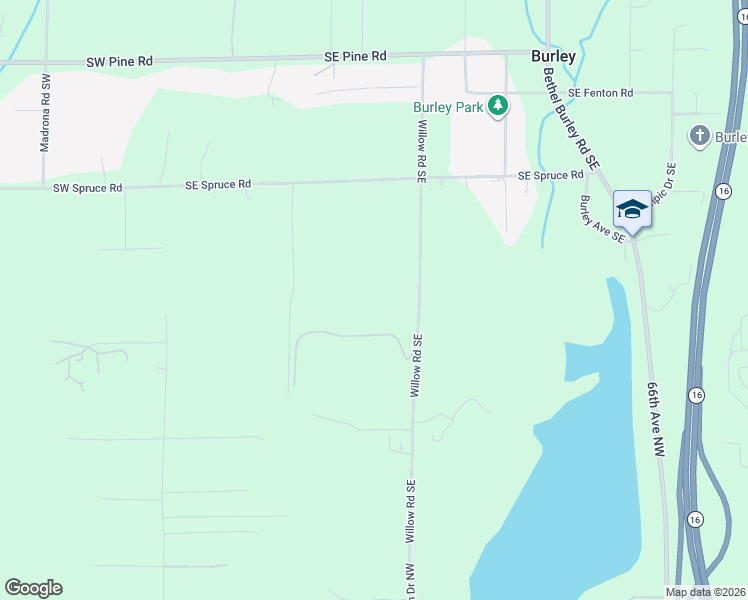 map of restaurants, bars, coffee shops, grocery stores, and more near 15002 Willow Road Southeast in Port Orchard
