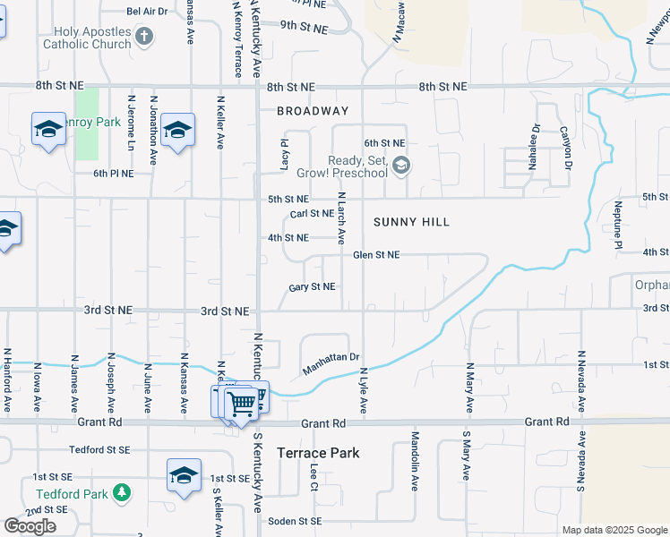 map of restaurants, bars, coffee shops, grocery stores, and more near 336 North Larch Avenue in East Wenatchee