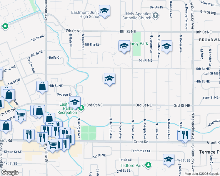 map of restaurants, bars, coffee shops, grocery stores, and more near 955 3rd Street Northeast in East Wenatchee