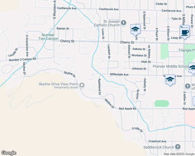 map of restaurants, bars, coffee shops, grocery stores, and more near 1515 Millerdale Avenue in Wenatchee