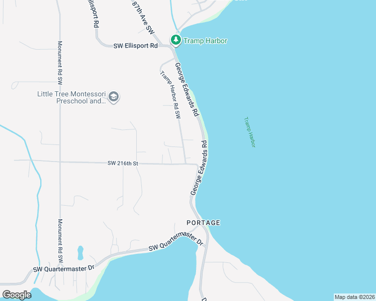 map of restaurants, bars, coffee shops, grocery stores, and more near 21428 Tramp Harbor Road Southwest in Vashon