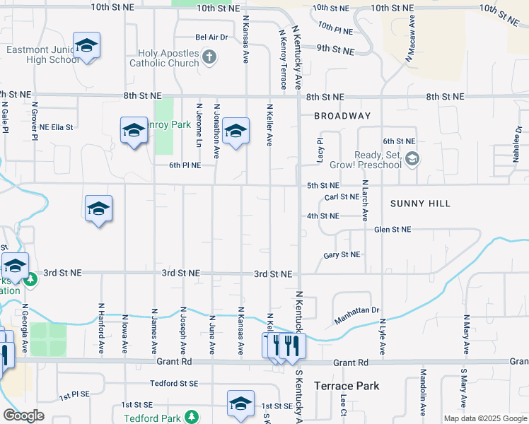 map of restaurants, bars, coffee shops, grocery stores, and more near 476 North Keller Avenue in East Wenatchee