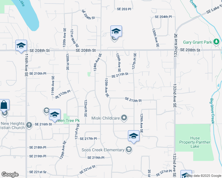 map of restaurants, bars, coffee shops, grocery stores, and more near 12512 Southeast 212th Place in Kent