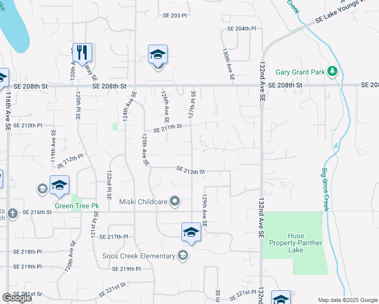 map of restaurants, bars, coffee shops, grocery stores, and more near 12642 Southeast 212th Place in Kent