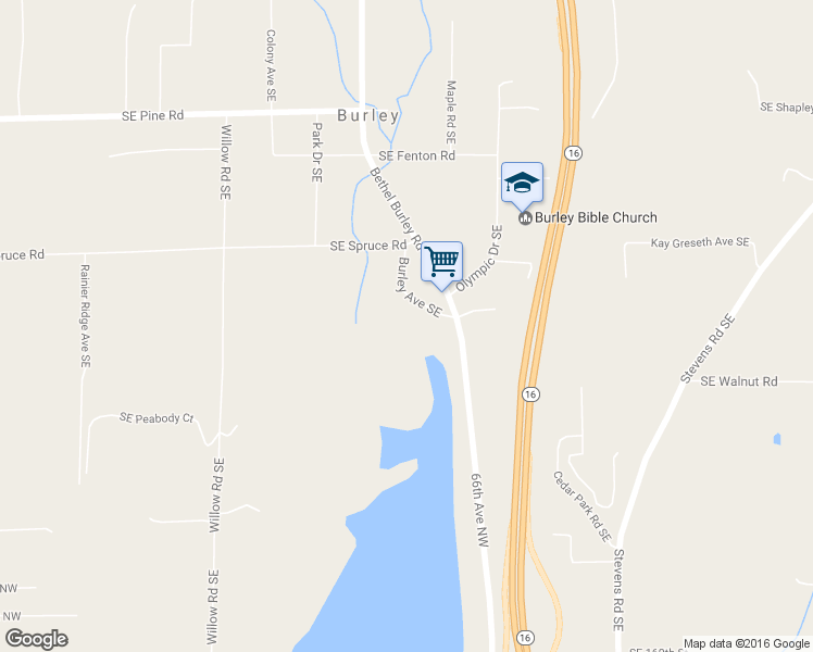 map of restaurants, bars, coffee shops, grocery stores, and more near 15050 Burley Avenue Southeast in Port Orchard