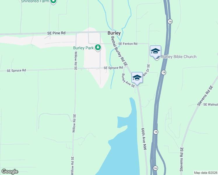map of restaurants, bars, coffee shops, grocery stores, and more near 15050 Burley Avenue Southeast in Port Orchard