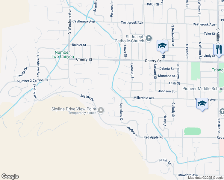 map of restaurants, bars, coffee shops, grocery stores, and more near 916 Millerdale Heights Drive in Wenatchee