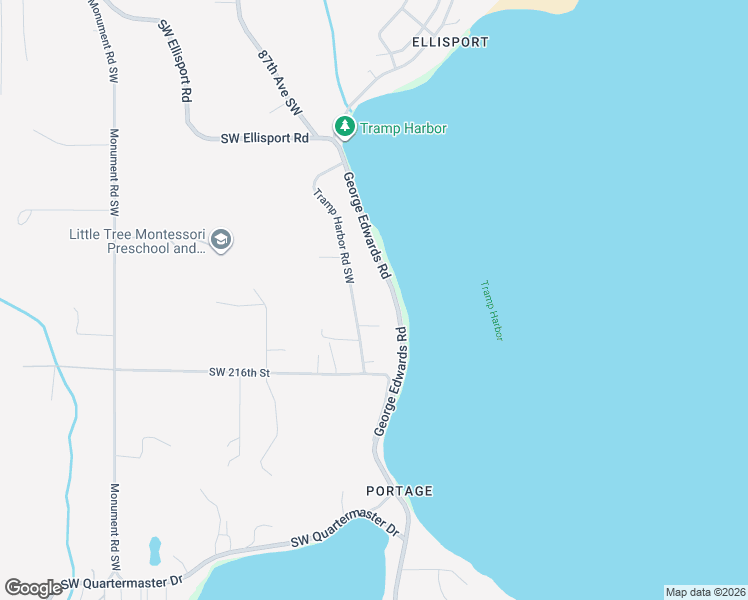 map of restaurants, bars, coffee shops, grocery stores, and more near 21308 Tramp Harbor Road Southwest in Vashon