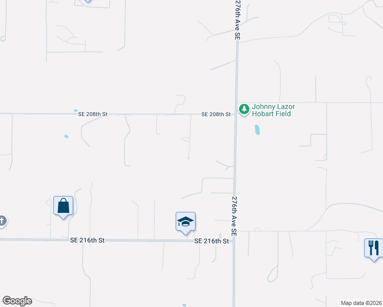 map of restaurants, bars, coffee shops, grocery stores, and more near 27241 Southeast 208th Street in Maple Valley
