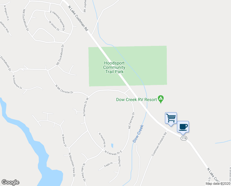 map of restaurants, bars, coffee shops, grocery stores, and more near 61 North Fairway Drive West in Hoodsport