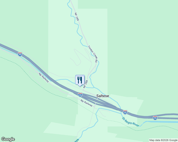map of restaurants, bars, coffee shops, grocery stores, and more near Timber Creek Road in Saltese