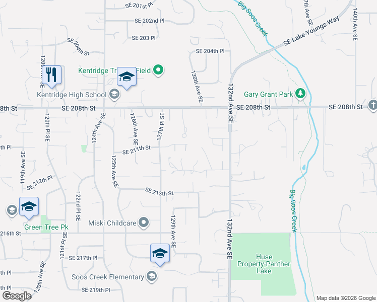 map of restaurants, bars, coffee shops, grocery stores, and more near 12791 Southeast 211th Street in Kent