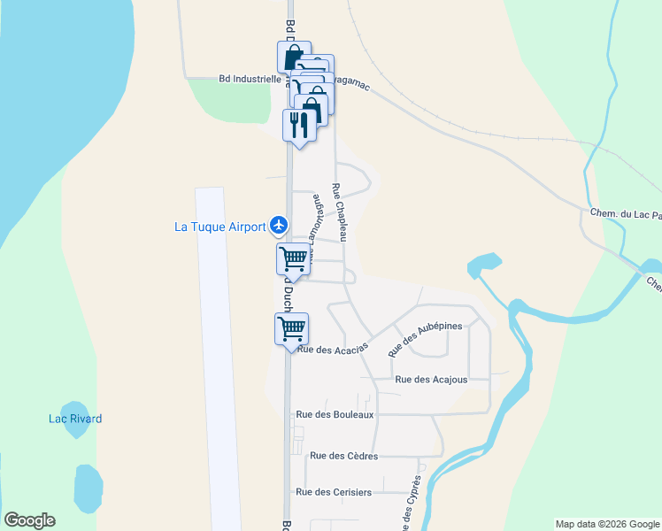 map of restaurants, bars, coffee shops, grocery stores, and more near 323 Rue Saint Laurent in La Tuque