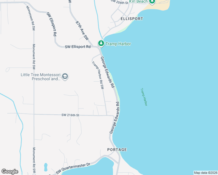 map of restaurants, bars, coffee shops, grocery stores, and more near 21308 Tramp Harbor Rd SW in Vashon