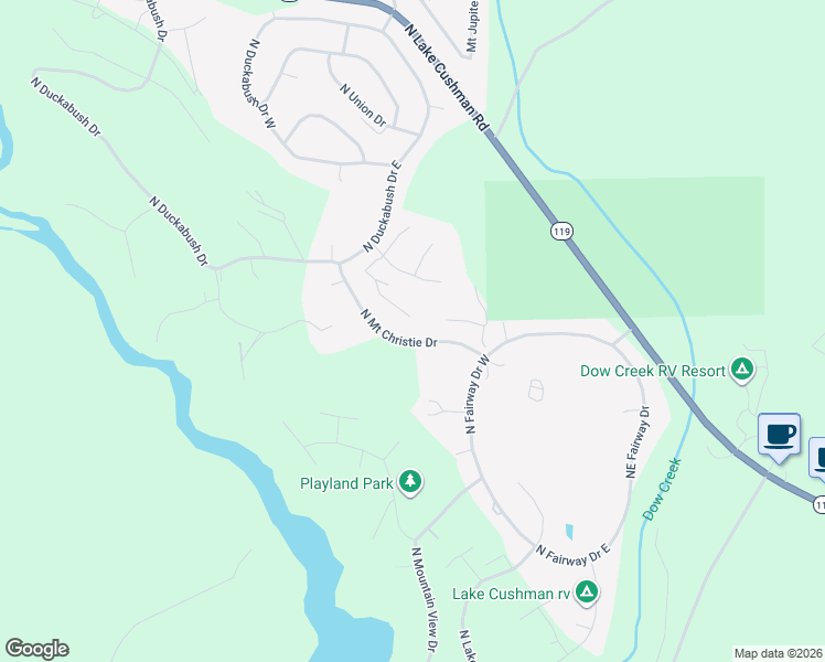 map of restaurants, bars, coffee shops, grocery stores, and more near 140 North Mount Christie Drive in Hoodsport