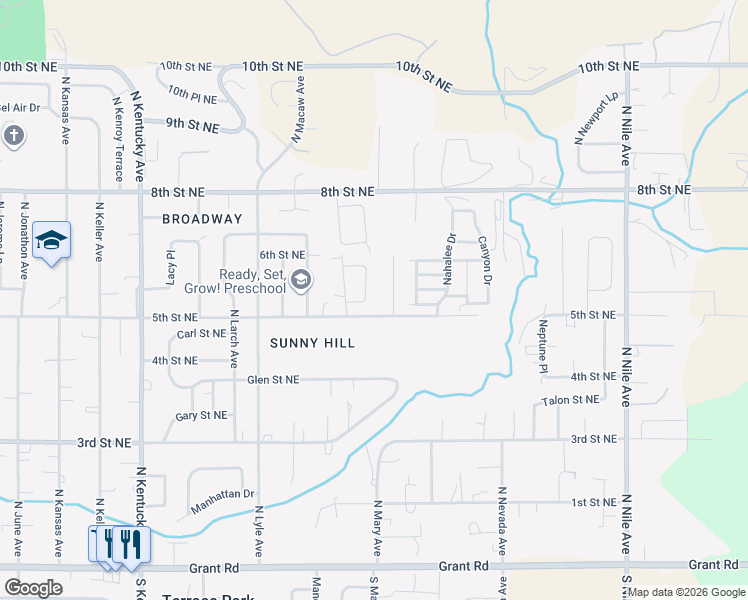 map of restaurants, bars, coffee shops, grocery stores, and more near 541 Morning View Circle in East Wenatchee