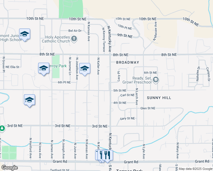 map of restaurants, bars, coffee shops, grocery stores, and more near 510 North Kentucky Avenue in East Wenatchee