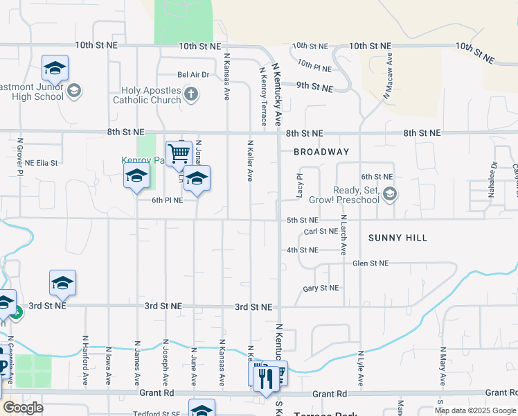 map of restaurants, bars, coffee shops, grocery stores, and more near 510 North Kentucky Avenue in East Wenatchee