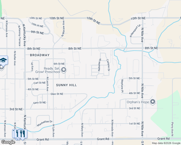 map of restaurants, bars, coffee shops, grocery stores, and more near 515 North Montclair Avenue in East Wenatchee