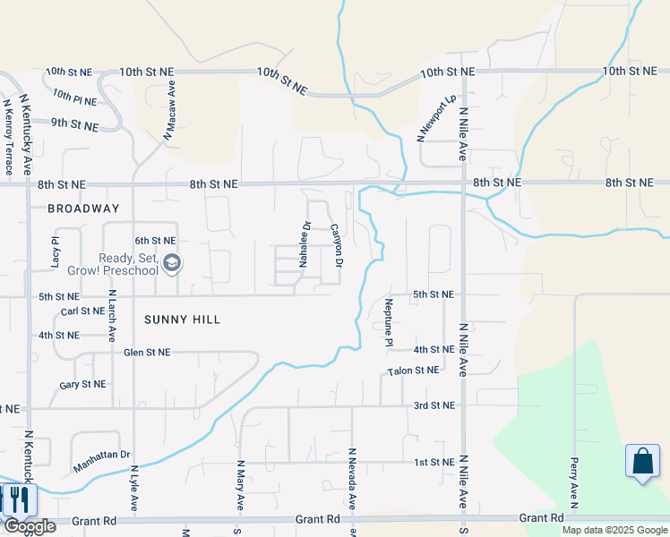 map of restaurants, bars, coffee shops, grocery stores, and more near 552 Canyon Drive in East Wenatchee