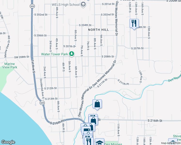 map of restaurants, bars, coffee shops, grocery stores, and more near 21000 7th Place South in Des Moines