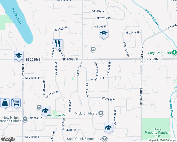 map of restaurants, bars, coffee shops, grocery stores, and more near 20824 125th Avenue Southeast in Kent