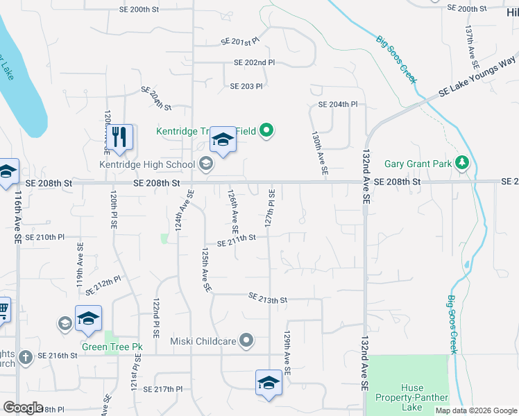 map of restaurants, bars, coffee shops, grocery stores, and more near 12638 Southeast 210th Court in Kent